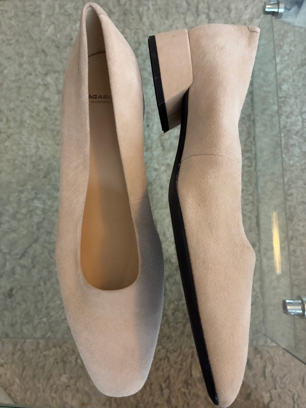 Vagabond Suede Block Heel Pumps - Beige